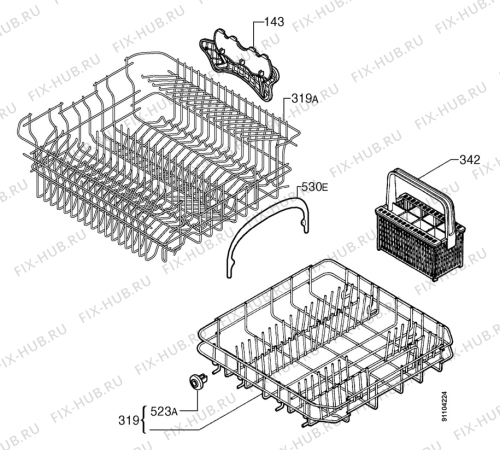 Взрыв-схема посудомоечной машины Faure LVS764 - Схема узла Basket 160